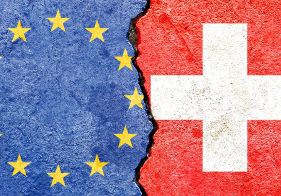Eu,(european,Union),Vs,Swiss,National,Flags,Icon,On,Old